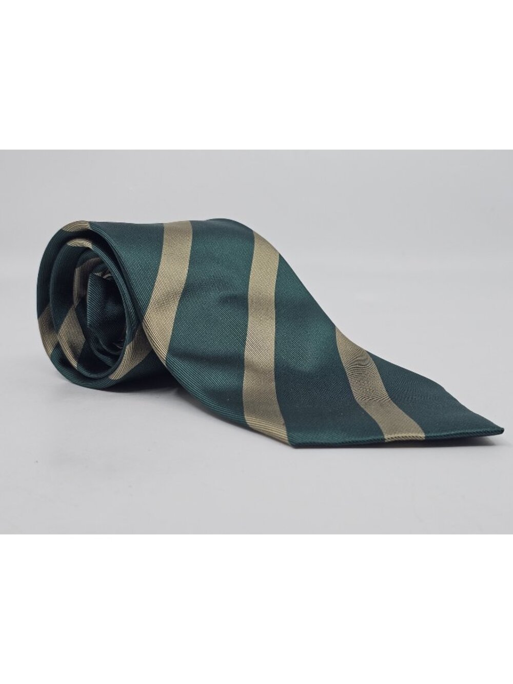 Vintage USF Bulls Striped Silk Neck Tie Green Gold Hand Made Univ. South Florida